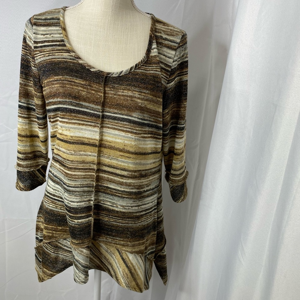 Coco Bianco women’s asymmetrical hem metallic top Medium